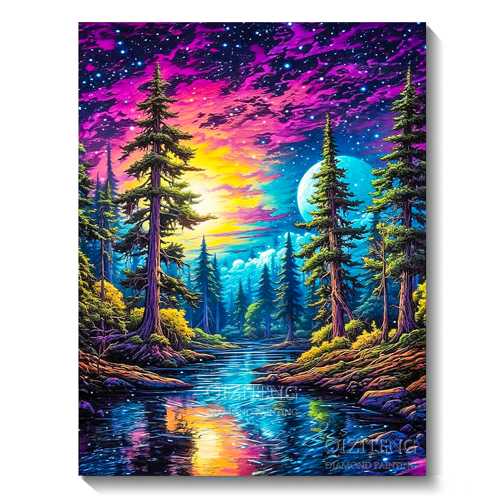 Embroidery X Stitch - unframe 5D Diamond Art Painting Aurora