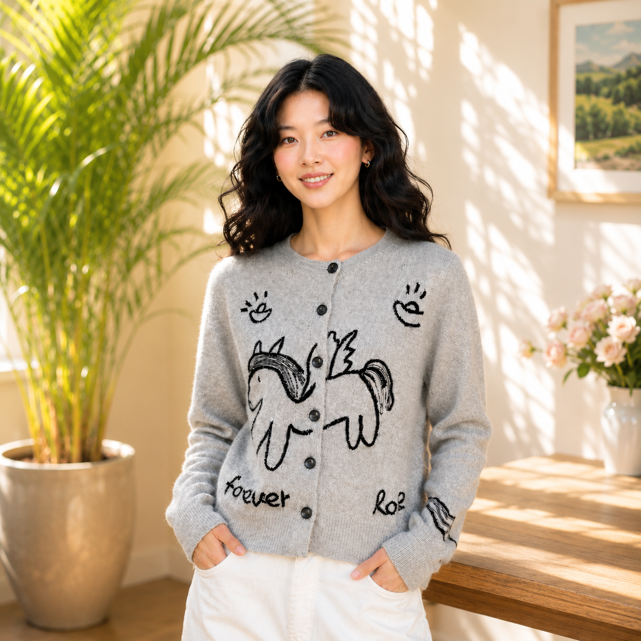 Embroidery Horse - Stylish and versatile, this unique knitted