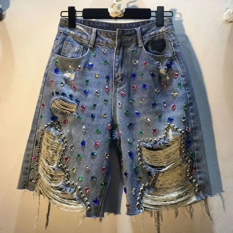 Embroidery Jeans Sakura - Women's 2026 with Diamonds Summer High