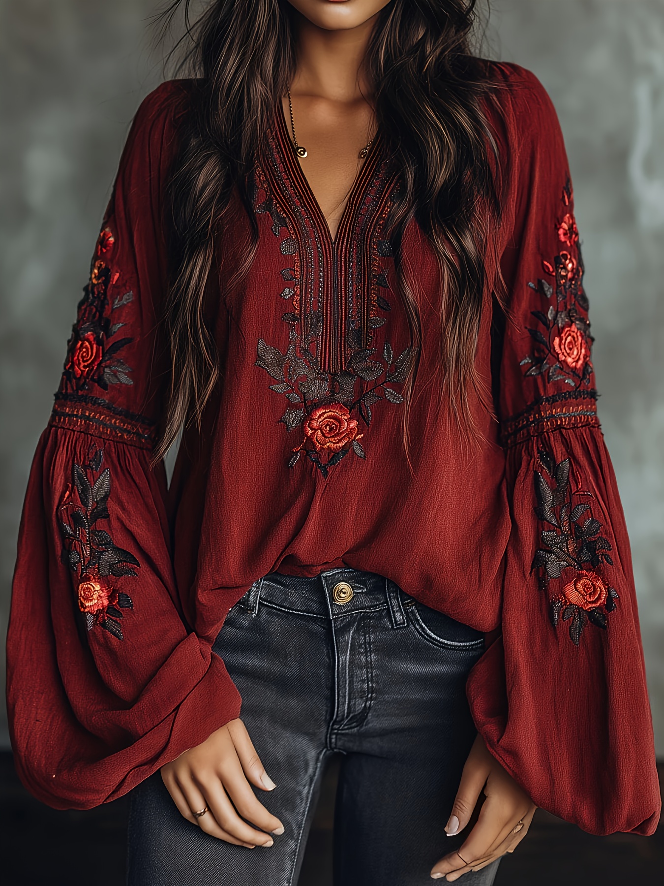 Embroidery On Shirt - Women‘s Spring Blouse Retro Embroidered Flower