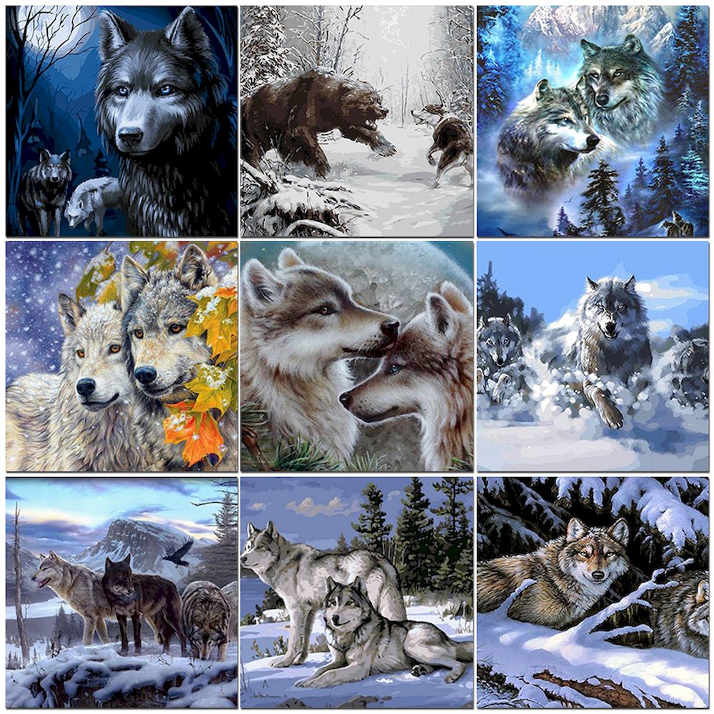Embroidery Translate - Painting By Numbers Wolf Oil Pictures