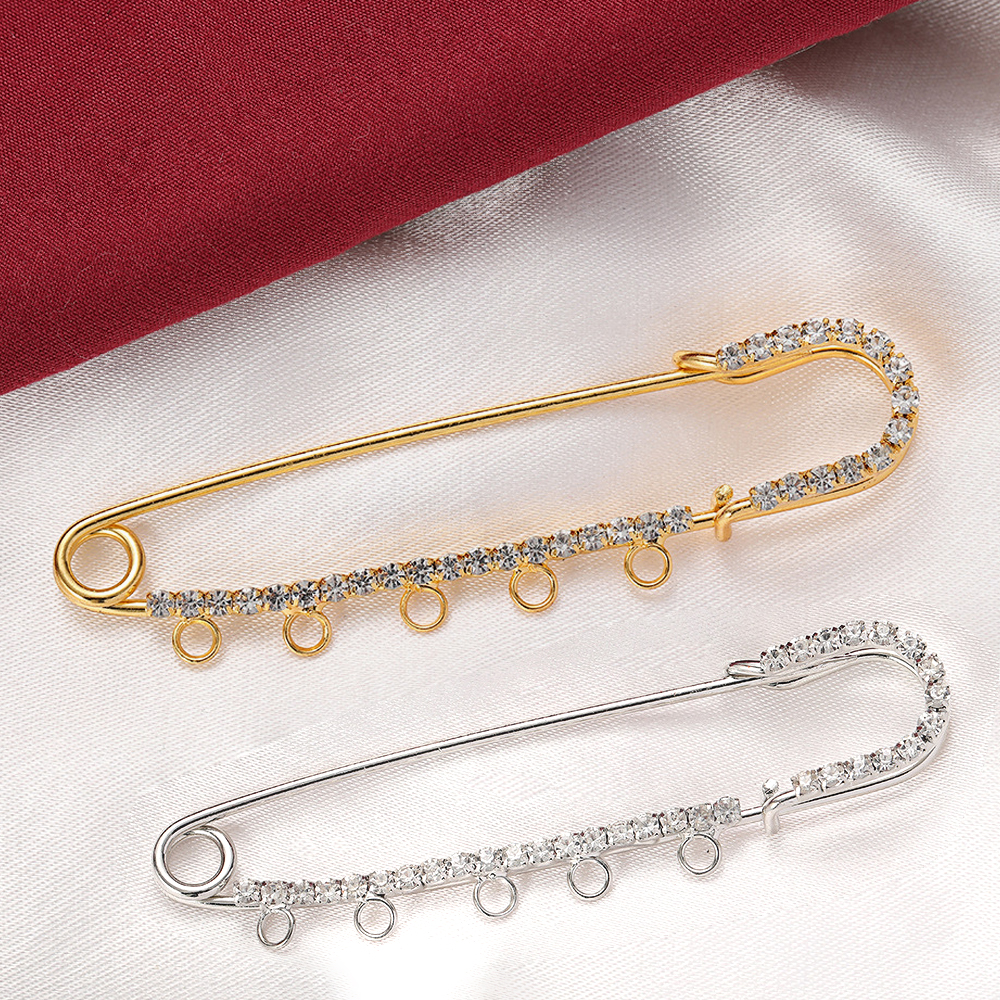Embroidery Simple - 5pcs 50/60/70/75mm Rhinestone Brooch Safety Pins