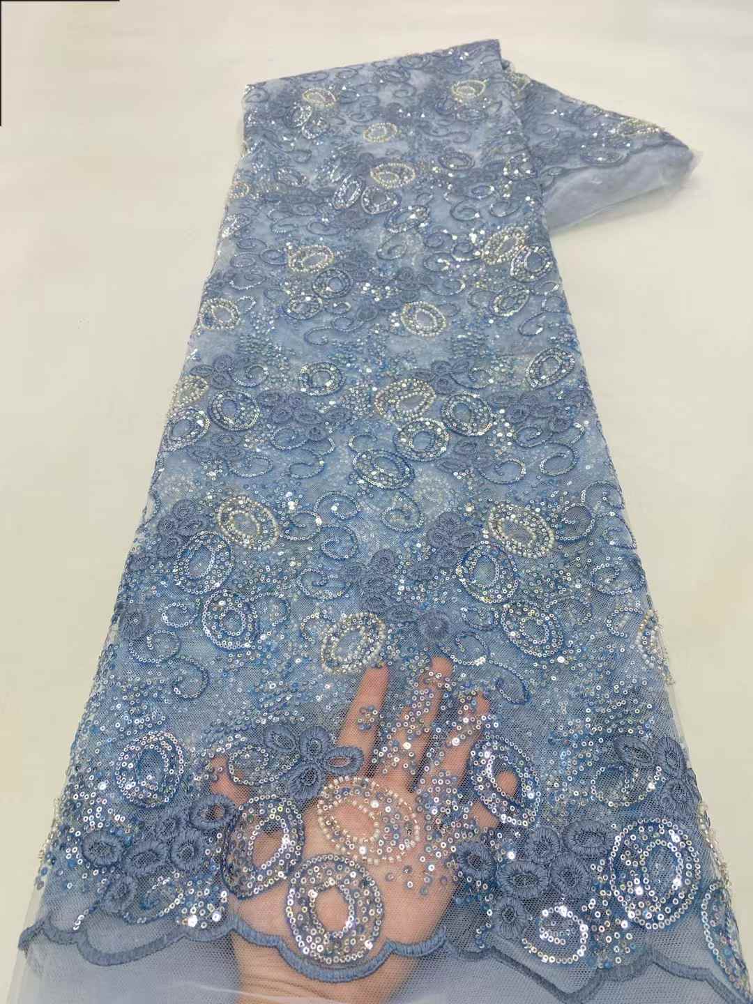 Embroidery Net Fabric - Blue African Tulle Lace Fabric 2025