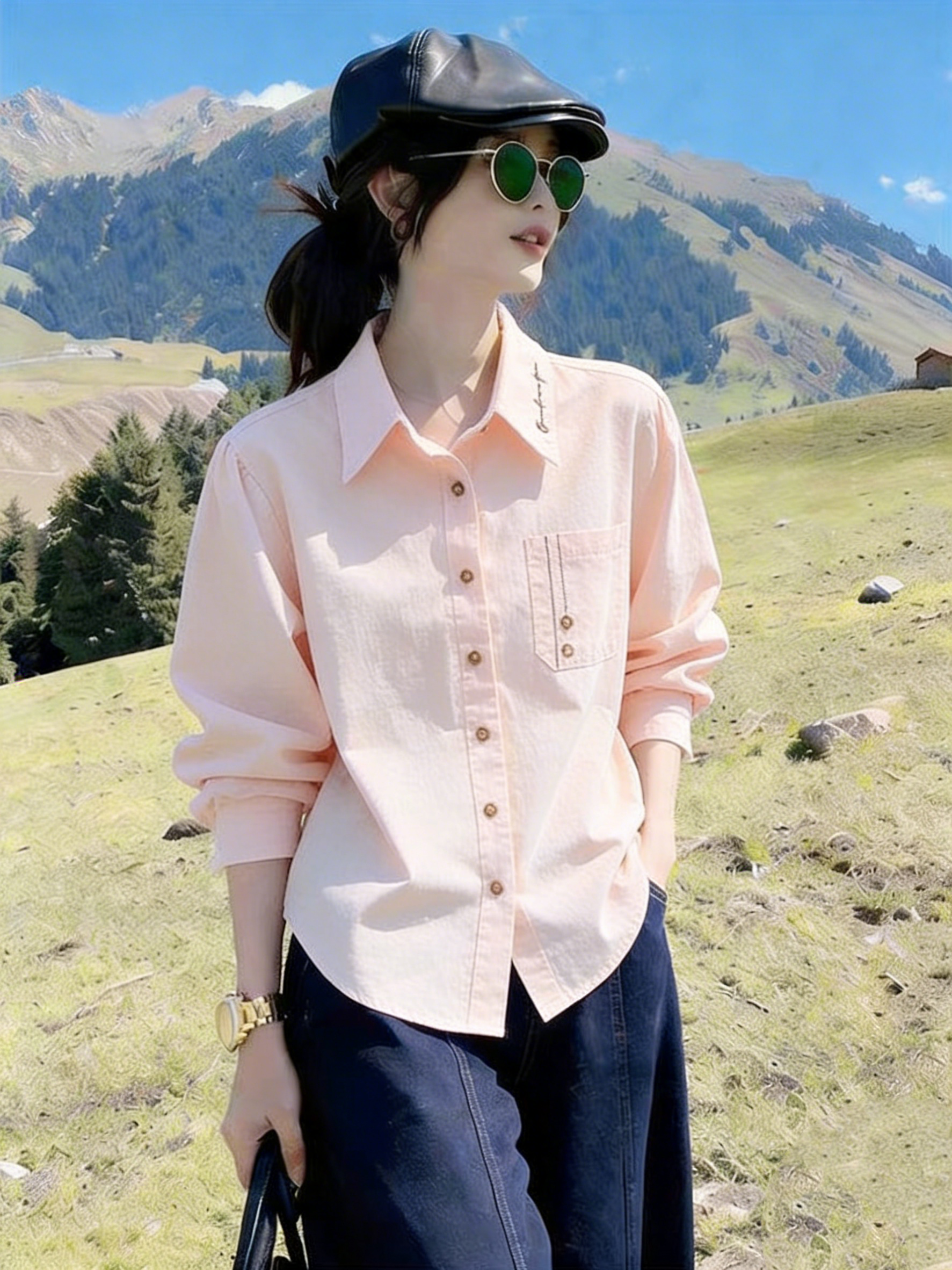 Embroidery Cardigan - High Quality Milk Apricot Color Women's