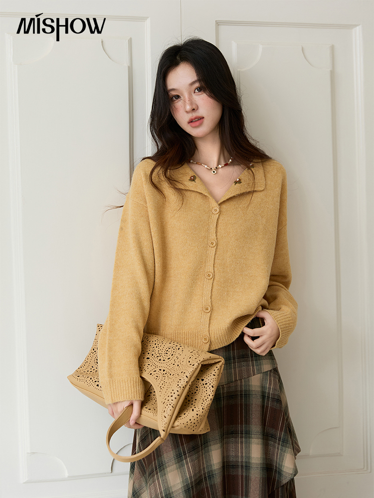 Embroidery Yellow Flower - MISHOW Women's Autumn Cardigan 2025 Retro