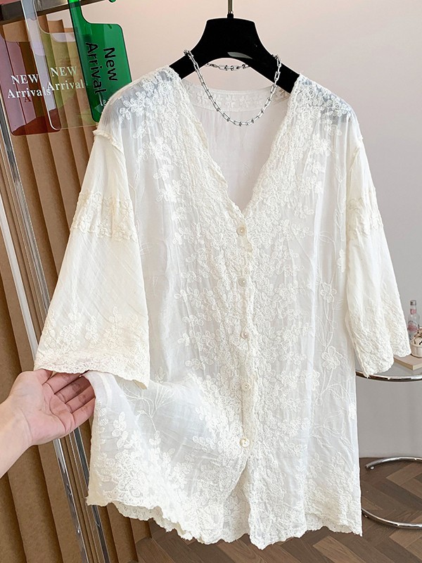 Embroidery Cardigan - Women's Summer New Style Korean Version