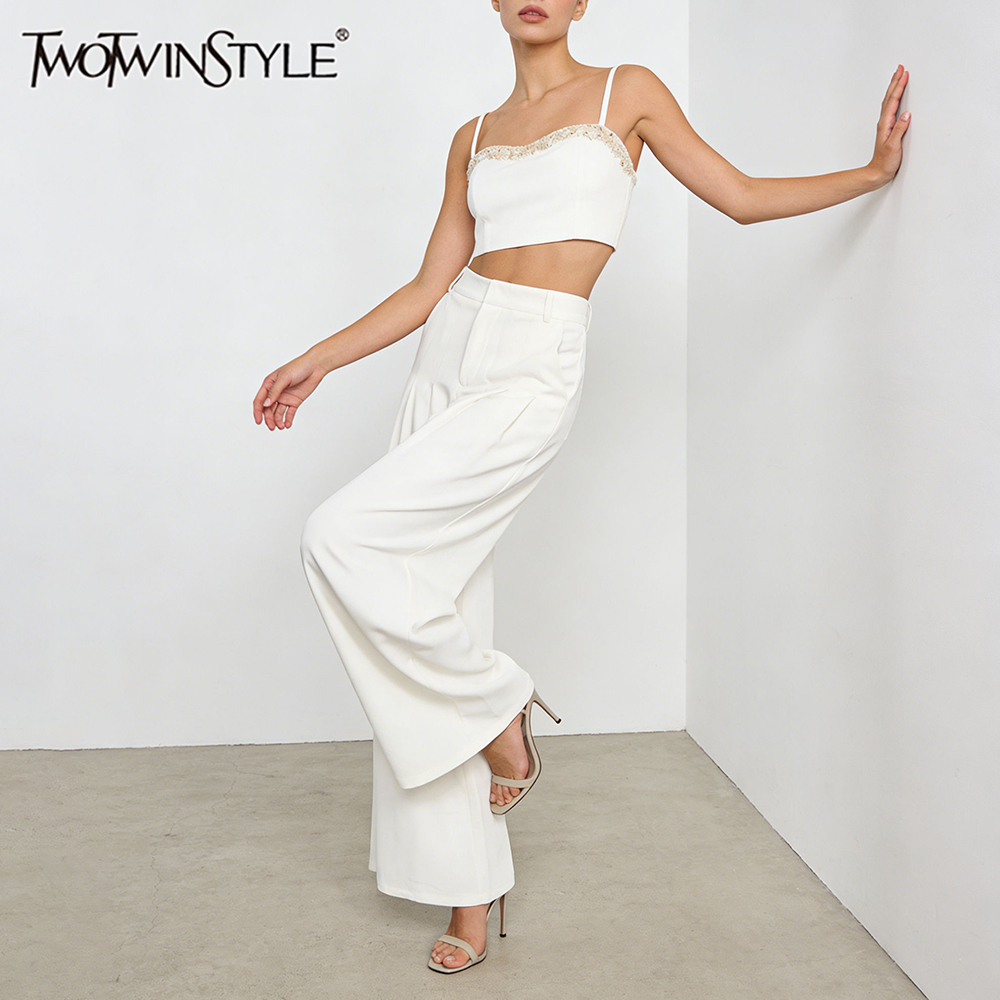 Embroidery Vest - TWOTWINSTYLE Solid Basics Two Piece Sets
