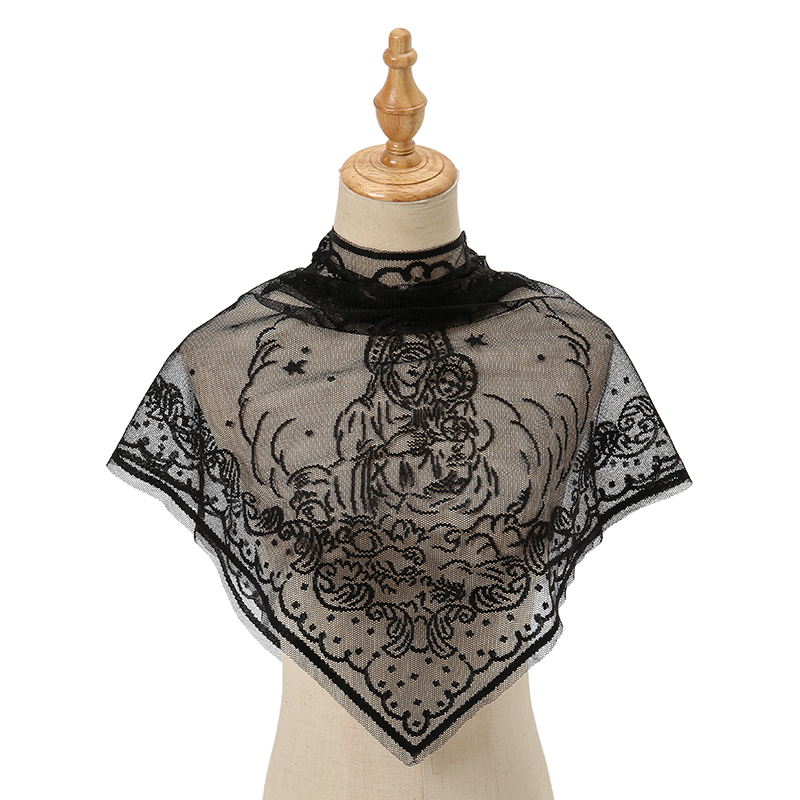 Women Lace Triangle Scarf for  - Embroidery Veil avis et prix