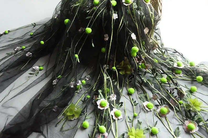 3D chiffon flower pompom embro - Embroidery Veil avis et prix