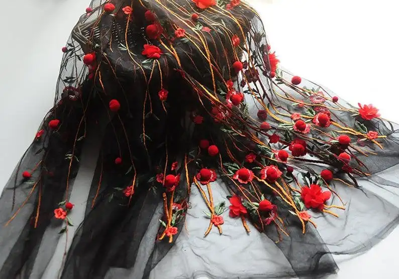 3D chiffon flower pompom embro - Embroidery Veil avis et prix