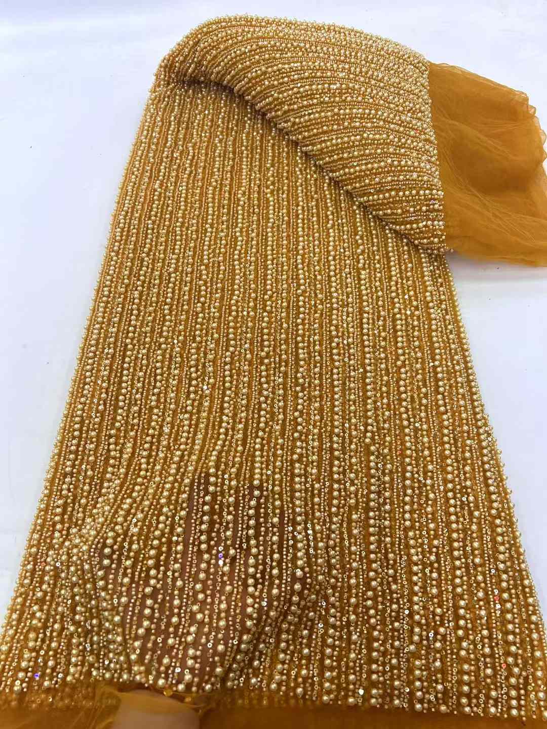 Handmade Heavy Beads and pearl - Embroidery Net Fabric avis et prix