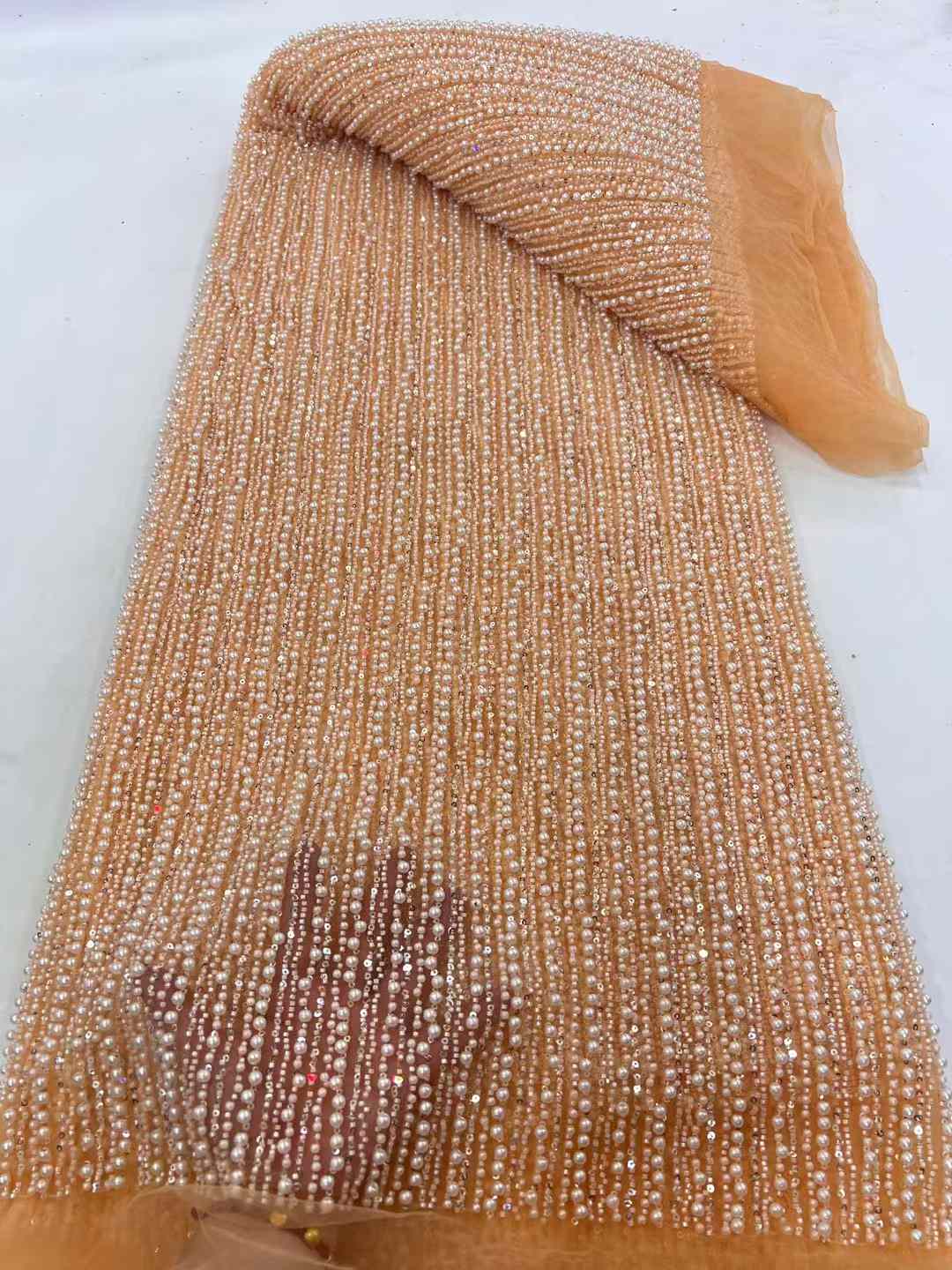 Handmade Heavy Beads and pearl - Embroidery Net Fabric avis et prix