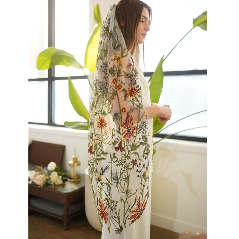 Floral Bridal Wedding Veils Wi - Embroidery Yellow Flower avis et prix