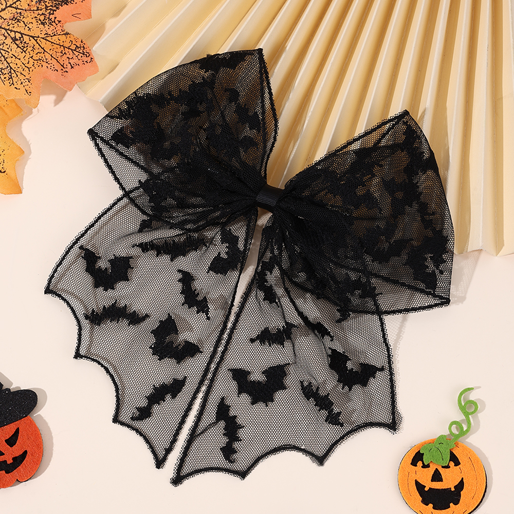 Halloween Bat Bow Hair Clips B - Embroidery Veil avis et prix