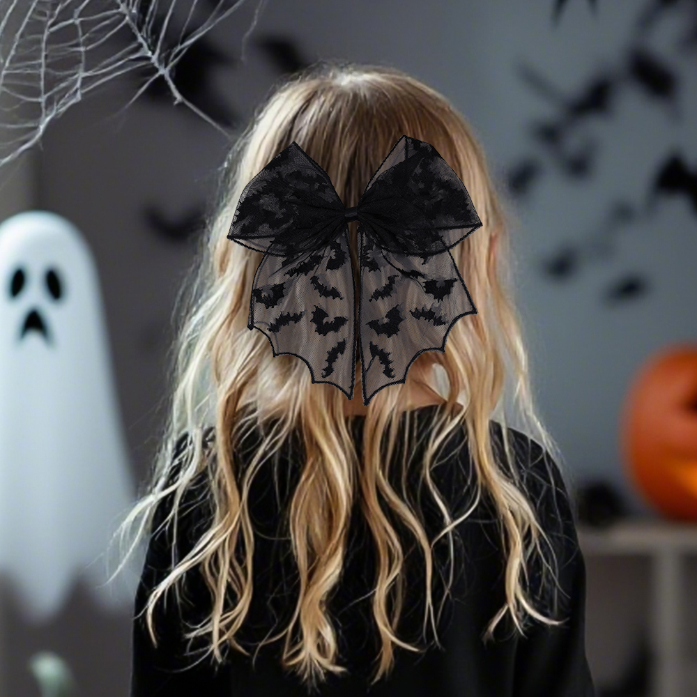 Halloween Bat Bow Hair Clips B - Embroidery Veil avis et prix