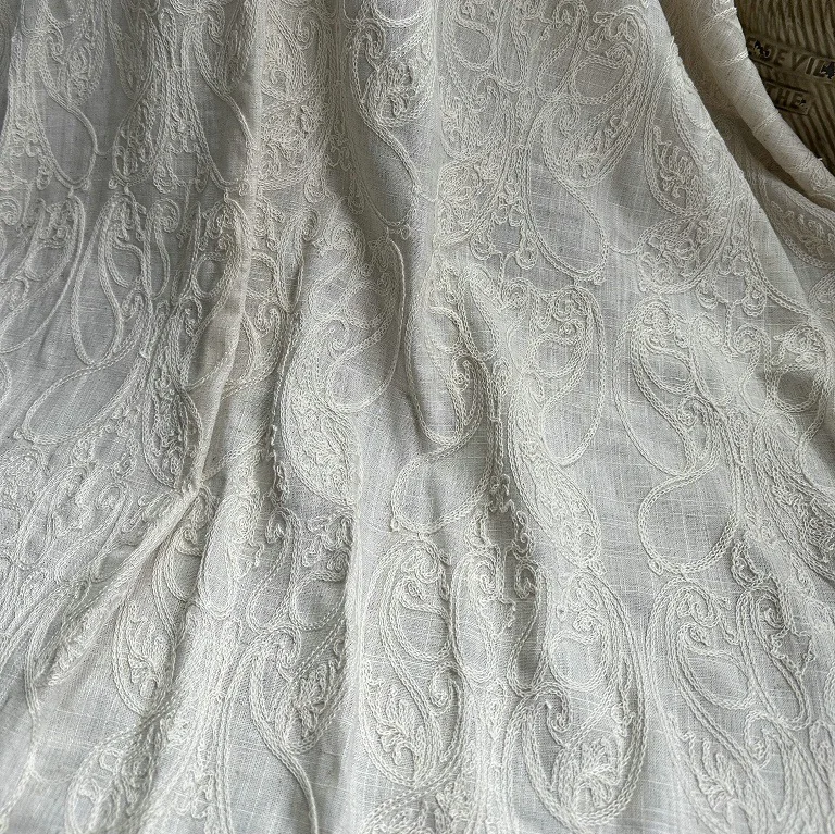 Pure linen base fabric with co - Embroidery Chain Stitch avis et prix
