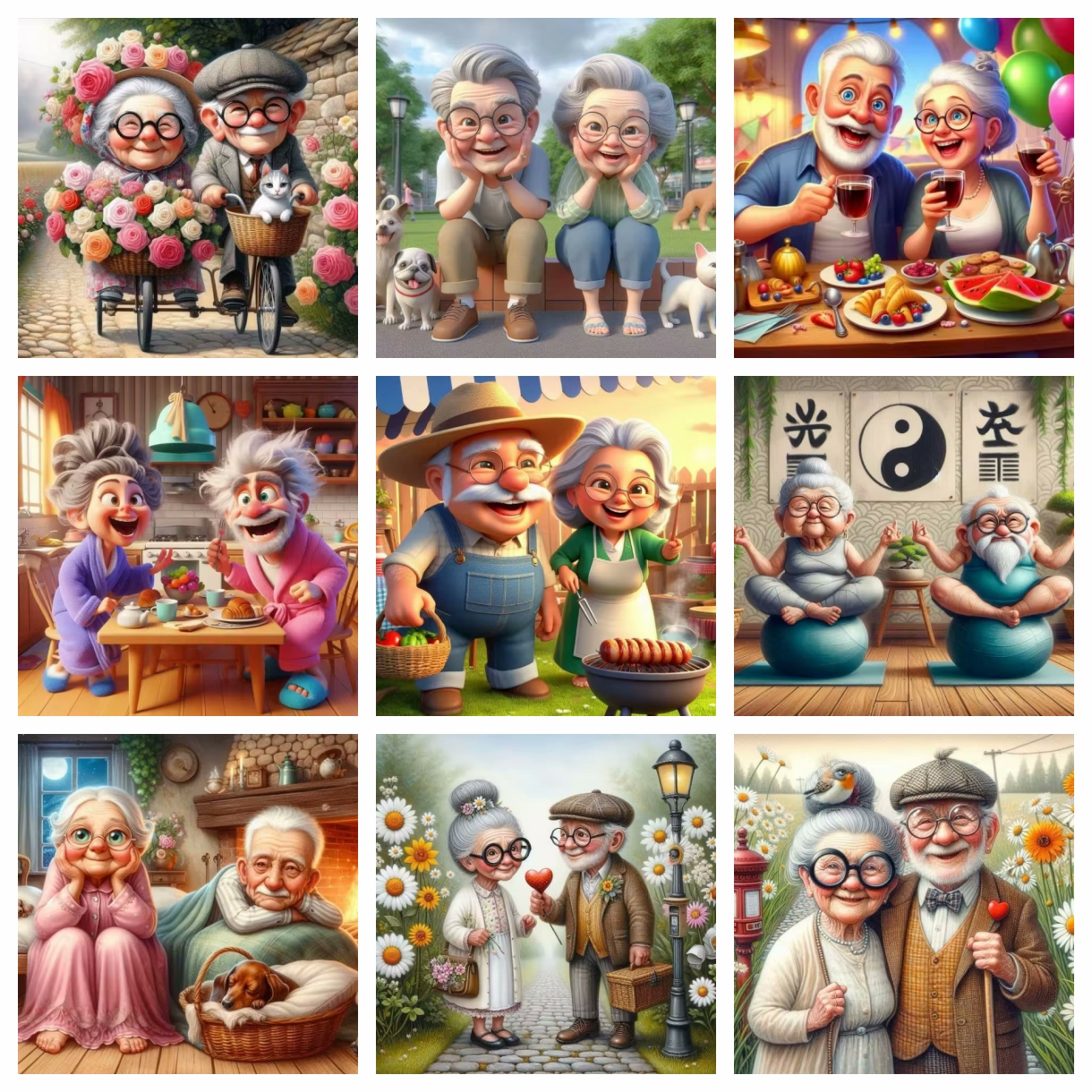 Cartoon Happy Old Couple 5D Fu - Embroidery X Stitch avis et prix