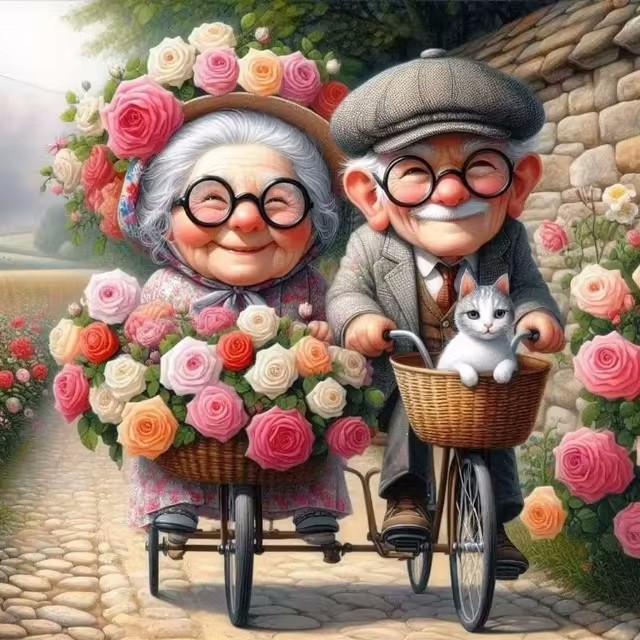 Cartoon Happy Old Couple 5D Fu - Embroidery X Stitch avis et prix