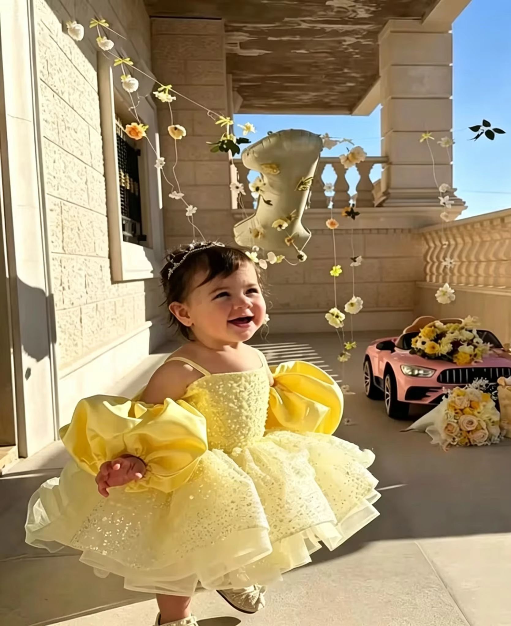 Cute Yellow Flower Girl Dresse - Embroidery Yellow Flower avis et prix