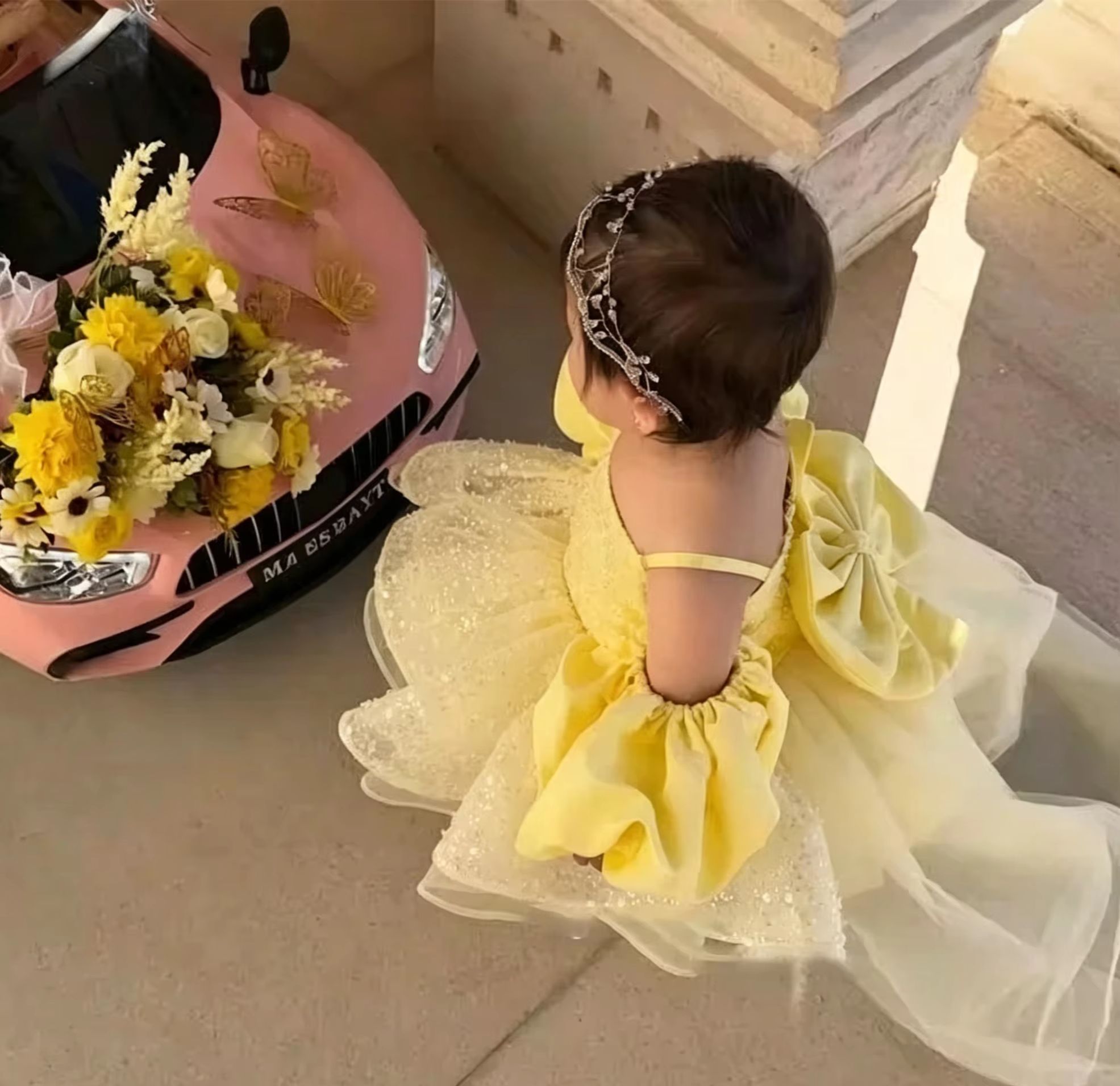 Cute Yellow Flower Girl Dresse - Embroidery Yellow Flower avis et prix