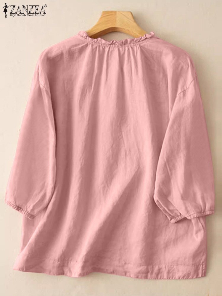 ZANZEA Summer Vintage Shirts E - Embroidery On Shirt avis et prix