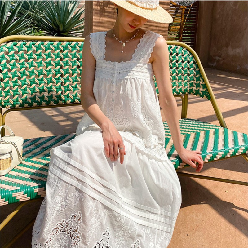 Bohemian White Square-neck Ves - Embroidery Vest avis et prix