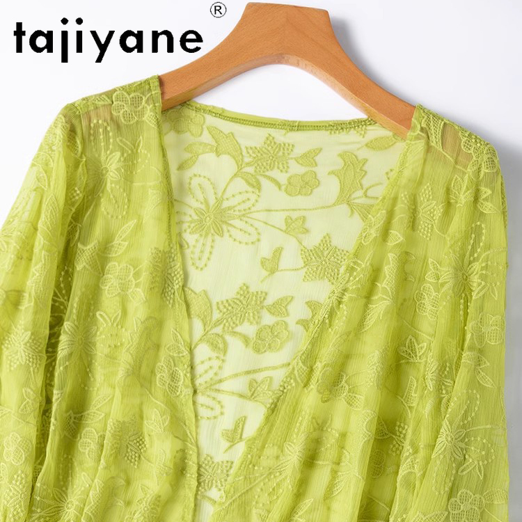 TAJIYANE 100% Mulberry Silk Bl - Embroidery Cardigan avis et prix
