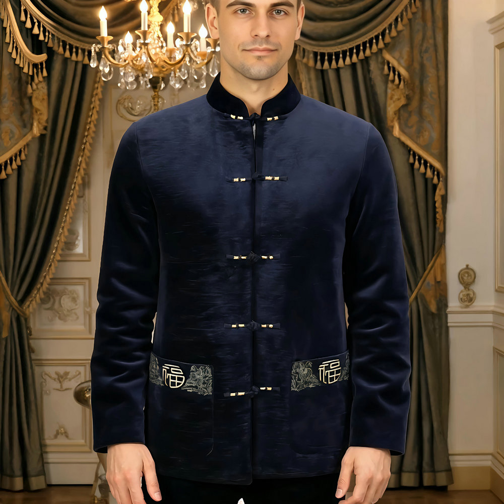 Men Velvet Fleece Lined Jacket - Embroidery Online Designs avis et prix
