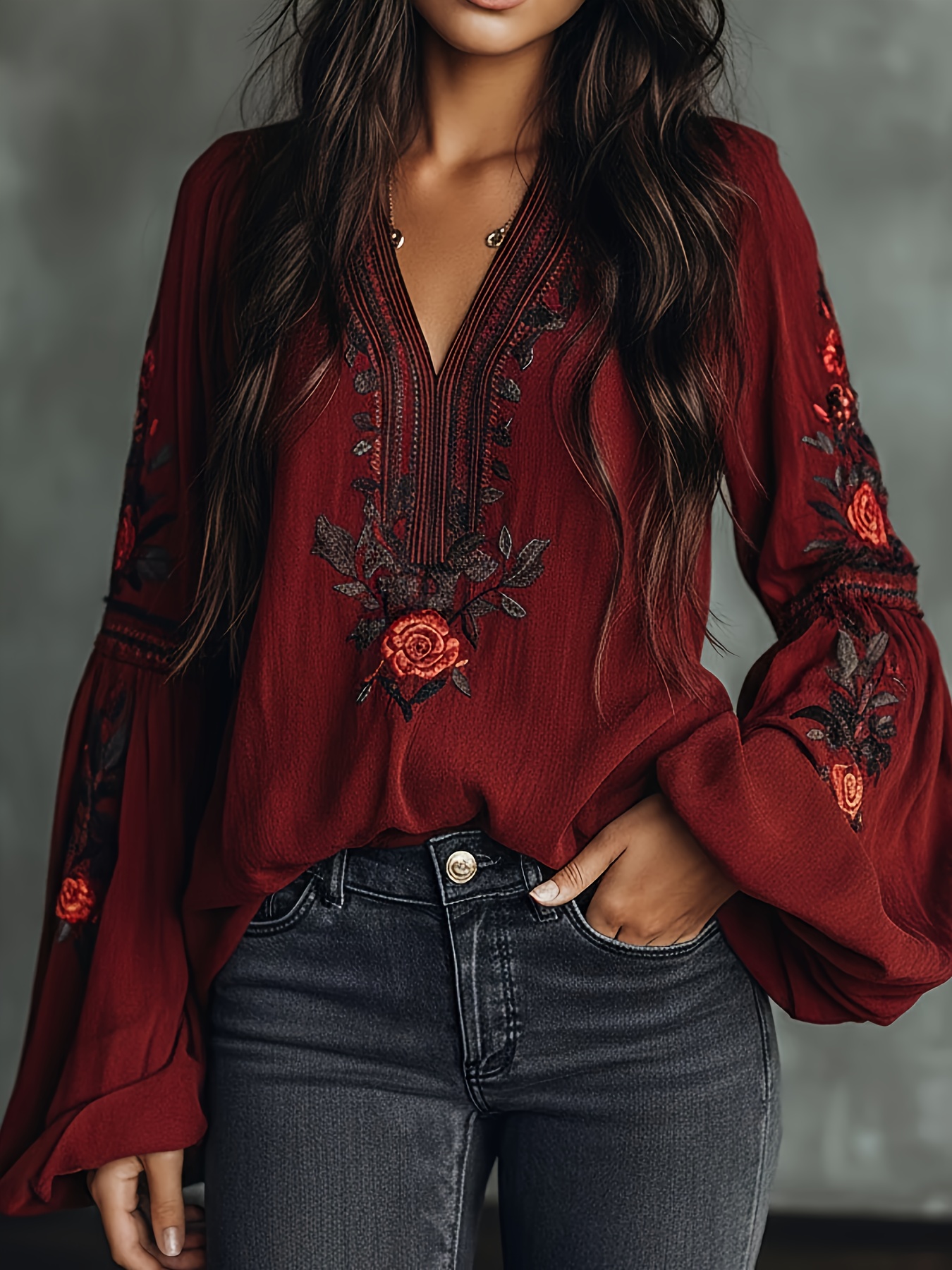 Women‘s Spring Blouse Retro Em - Embroidery On Shirt avis et prix