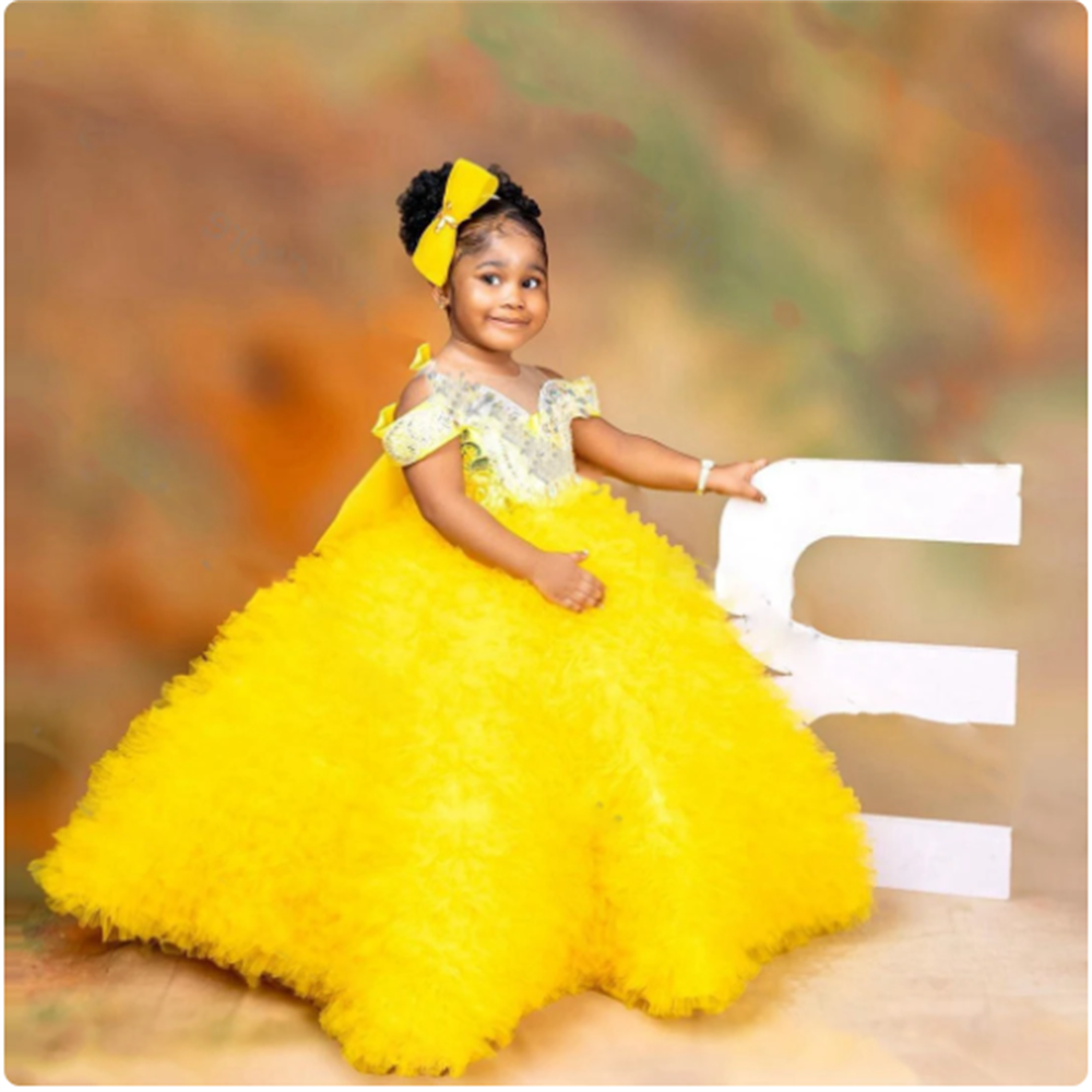 Lovely Yellow Flower Girls Dre - Embroidery Yellow Flower avis et prix