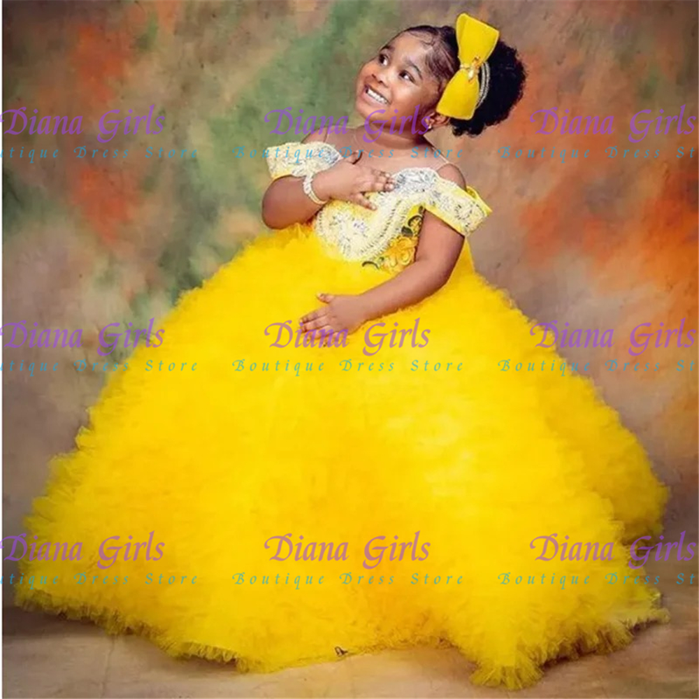 Lovely Yellow Flower Girls Dre - Embroidery Yellow Flower avis et prix