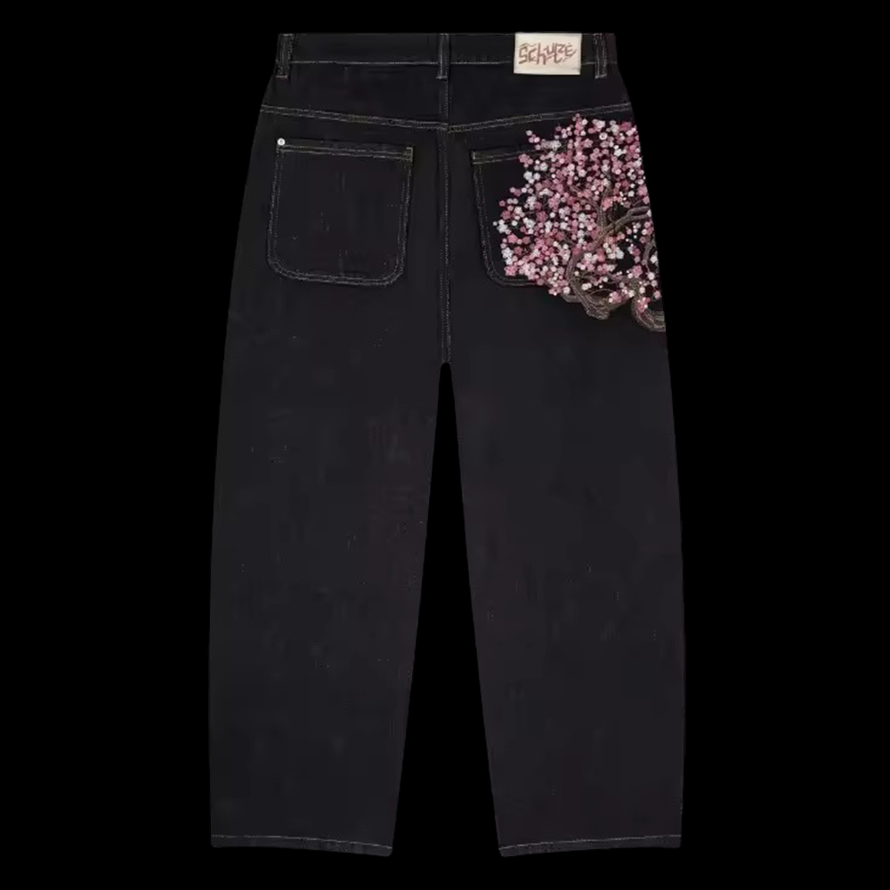 Y2K Mens Womens Harajuku Hip H - Embroidery Jeans Sakura avis et prix