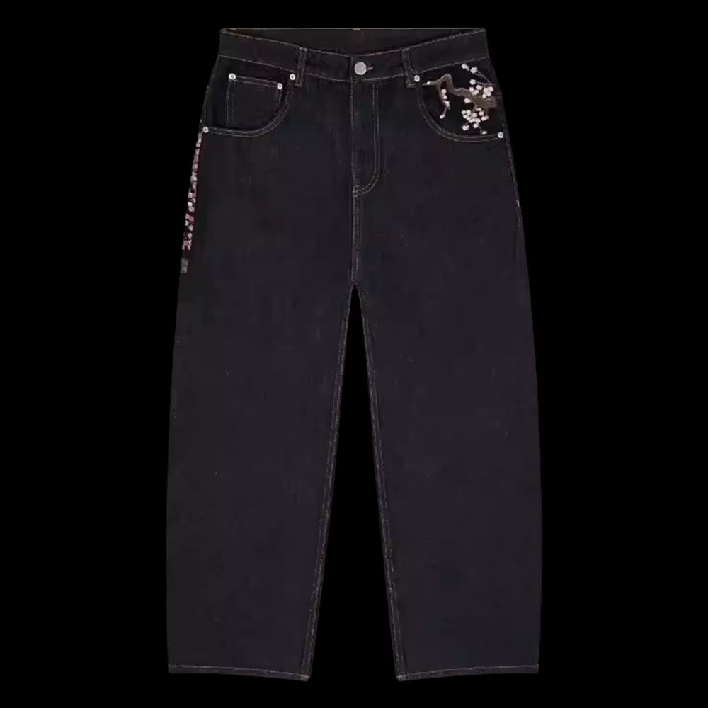 Y2K Mens Womens Harajuku Hip H - Embroidery Jeans Sakura avis et prix