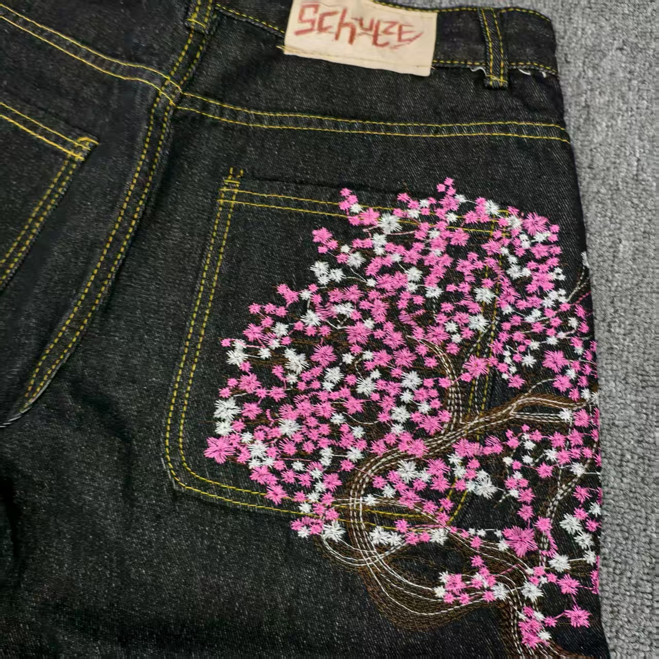 Sakura Pocket Embroidery Fashi - Embroidery Jeans Sakura avis et prix