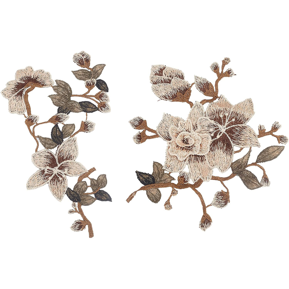 1 Pair Brown Pink Flower Embro - Embroidery Veil avis et prix