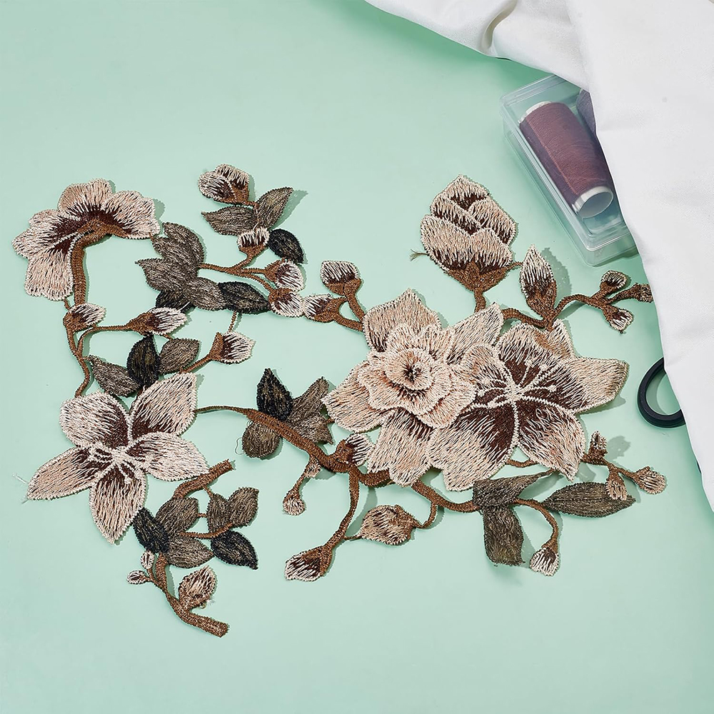 1 Pair Brown Pink Flower Embro - Embroidery Veil avis et prix