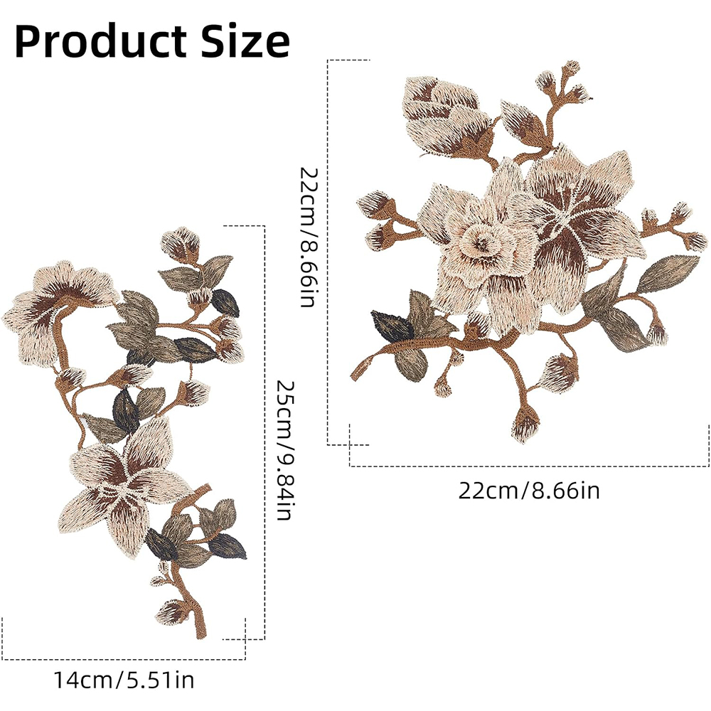 1 Pair Brown Pink Flower Embro - Embroidery Veil avis et prix