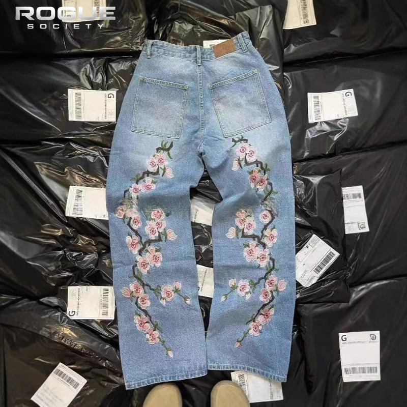 New Y2K American Retro Sakura  - Embroidery Jeans Sakura avis et prix
