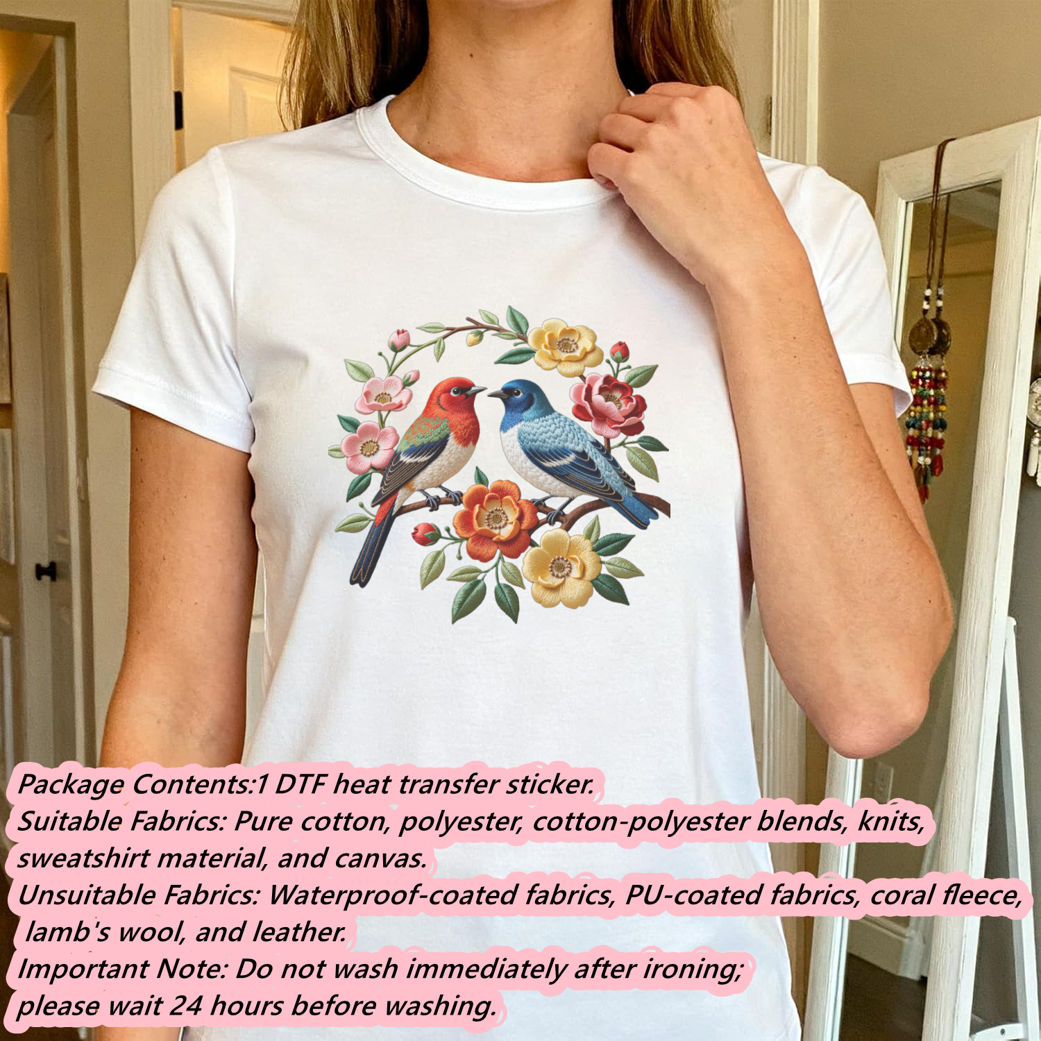 1 Piece of Bird Pattern Clothi - Embroidery Uniforms avis et prix