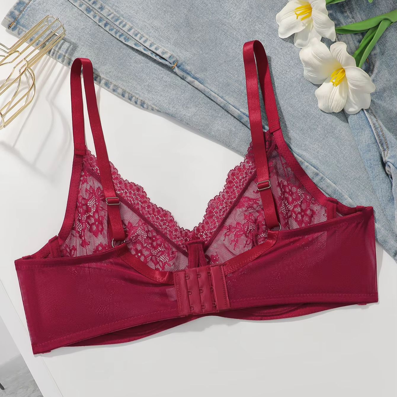 Women Plus Size Red Lace Sheer - Embroidery Lace avis et prix