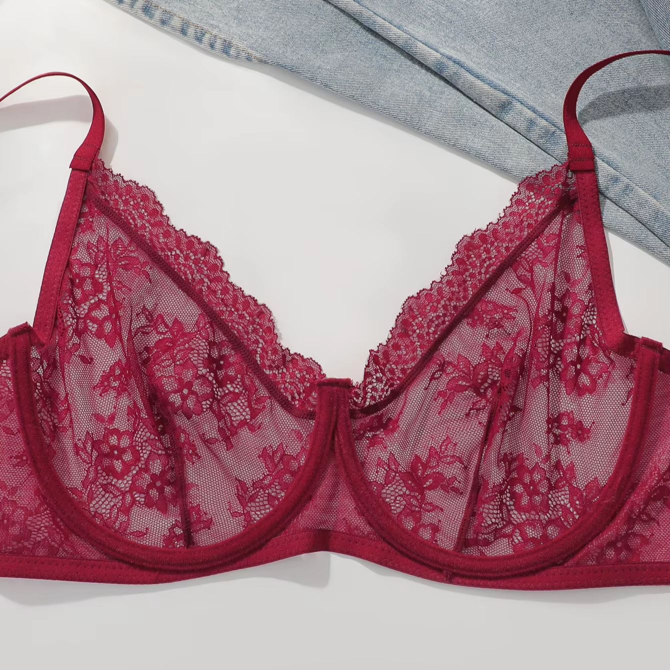 Women Plus Size Red Lace Sheer - Embroidery Lace avis et prix