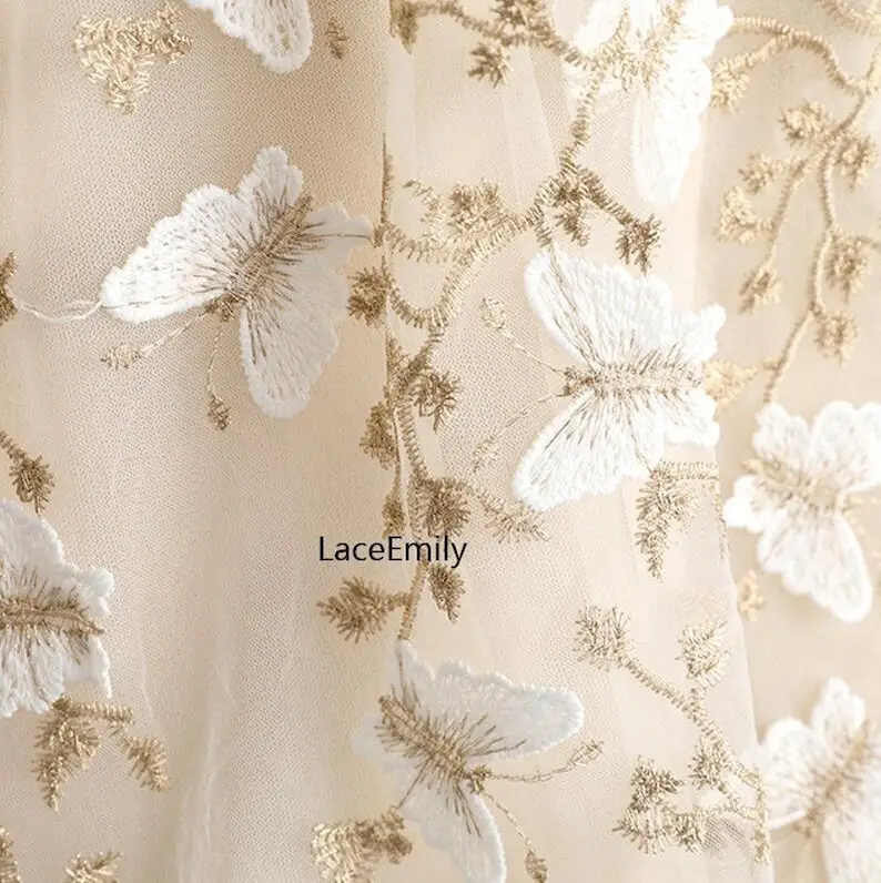 3D Butterfly Lace Fabric Butte - Embroidery Veil avis et prix
