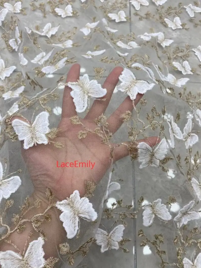 3D Butterfly Lace Fabric Butte - Embroidery Veil avis et prix