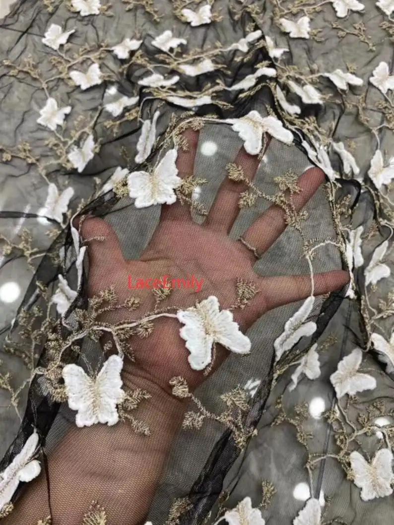 3D Butterfly Lace Fabric Butte - Embroidery Veil avis et prix