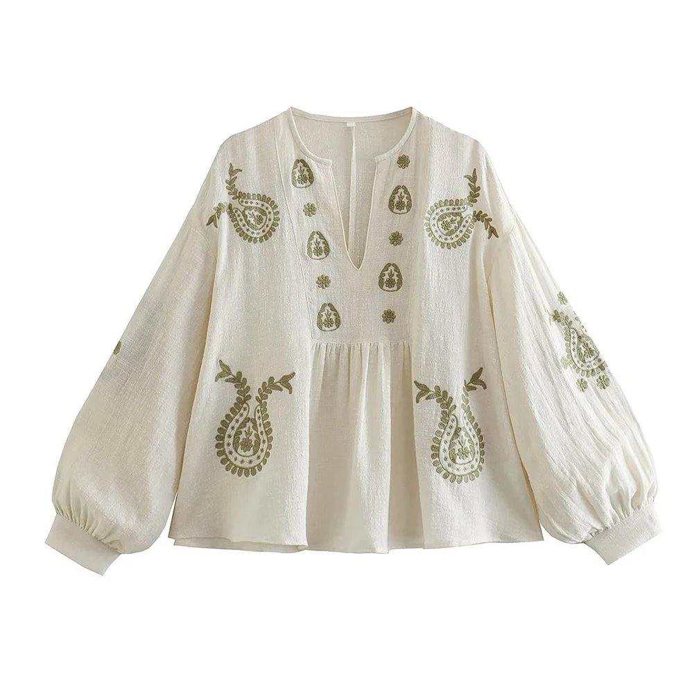 Womens New Loose Cotton Embroi - Embroidery On Shirt avis et prix