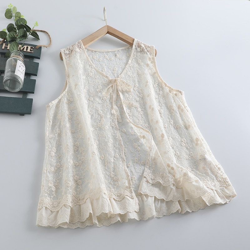 Thin Sheer Mesh Lace Shirt Car - Embroidery Cardigan avis et prix