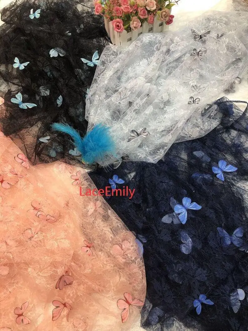 4 Colors 3D butterfly embroide - Embroidery Veil avis et prix