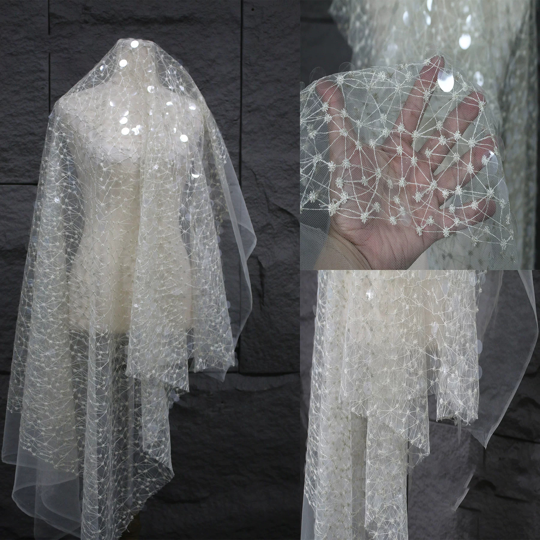 1yard Sequin embroidery thread - Embroidery Net Fabric avis et prix
