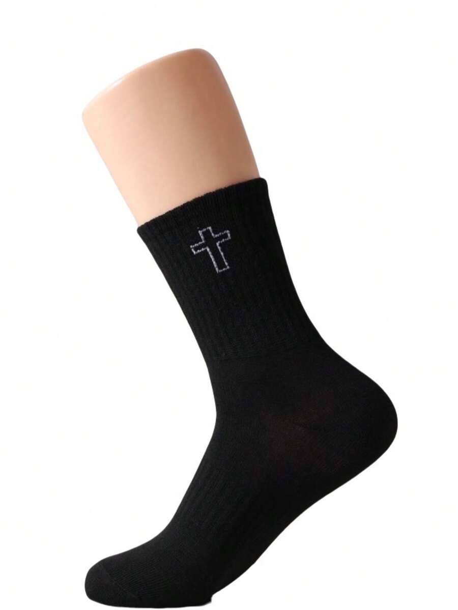 Mens Mid-Calf Socks With Cross - Embroidery Youtube avis et prix