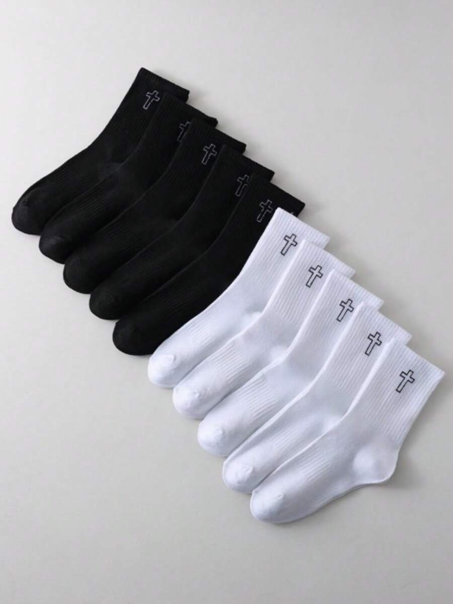 Mens Mid-Calf Socks With Cross - Embroidery Youtube avis et prix